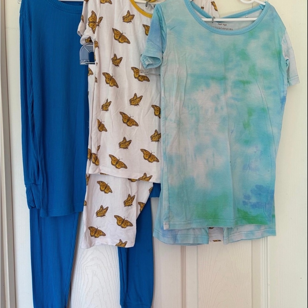 Little Sleepies Blue & Green Tie-Dye Short Sleeve Pajama Top